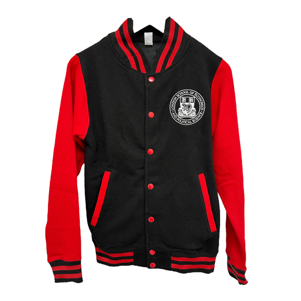 LSE Crest Varsity Jacket Black/Red – LSE Merchandise Shop