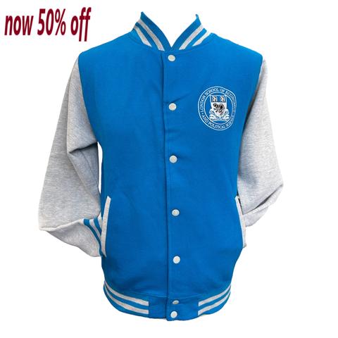 LSE Crest Varsity Jacket Royal Blue/ Grey