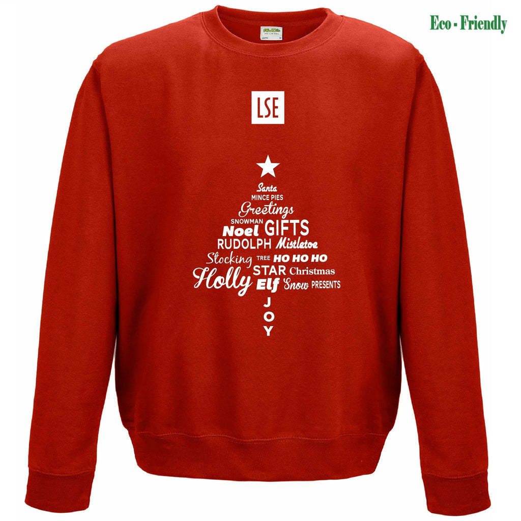 Text Christmas Tree Organic Sweatshirt Red